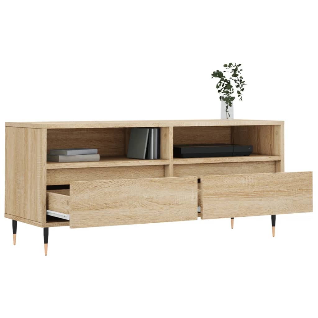 Tv-meubel 100x34,5x44,5 cm bewerkt hout sonoma eikenkleurig