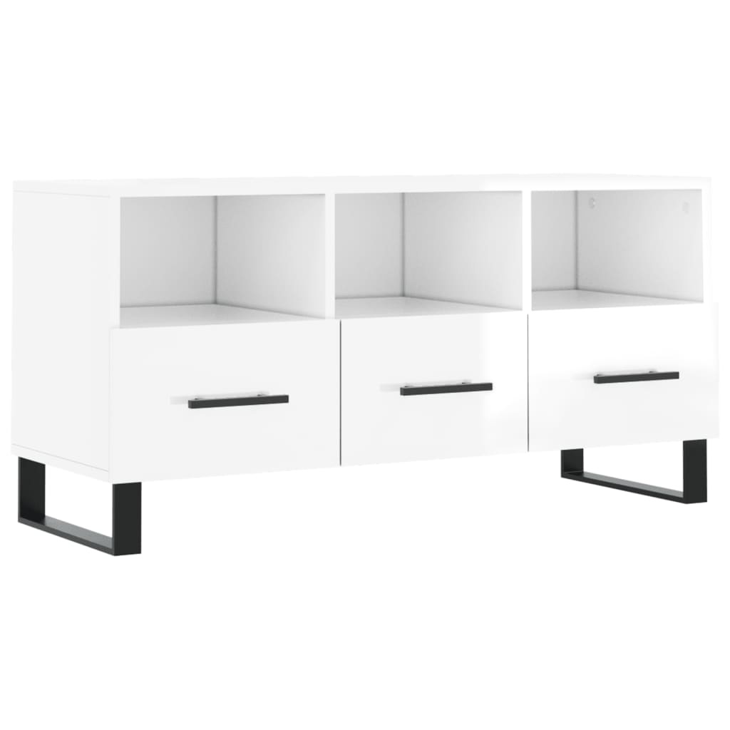 Tv-meubel 102x36x50 cm bewerkt hout hoogglans wit