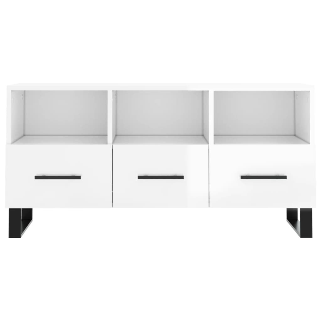 Tv-meubel 102x36x50 cm bewerkt hout hoogglans wit
