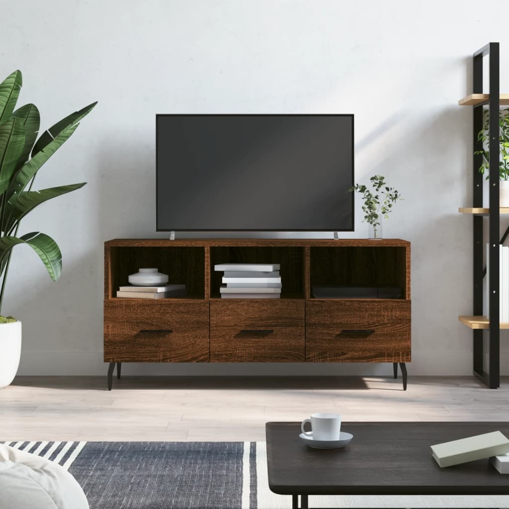 Tv-meubel 102x36x50 cm bewerkt hout bruineikenkleurig