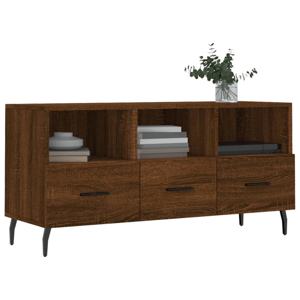 Tv-meubel 102x36x50 cm bewerkt hout bruineikenkleurig