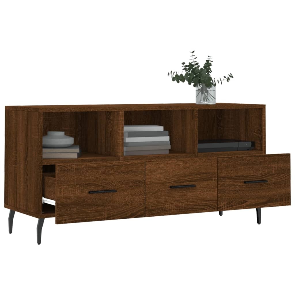 Tv-meubel 102x36x50 cm bewerkt hout bruineikenkleurig