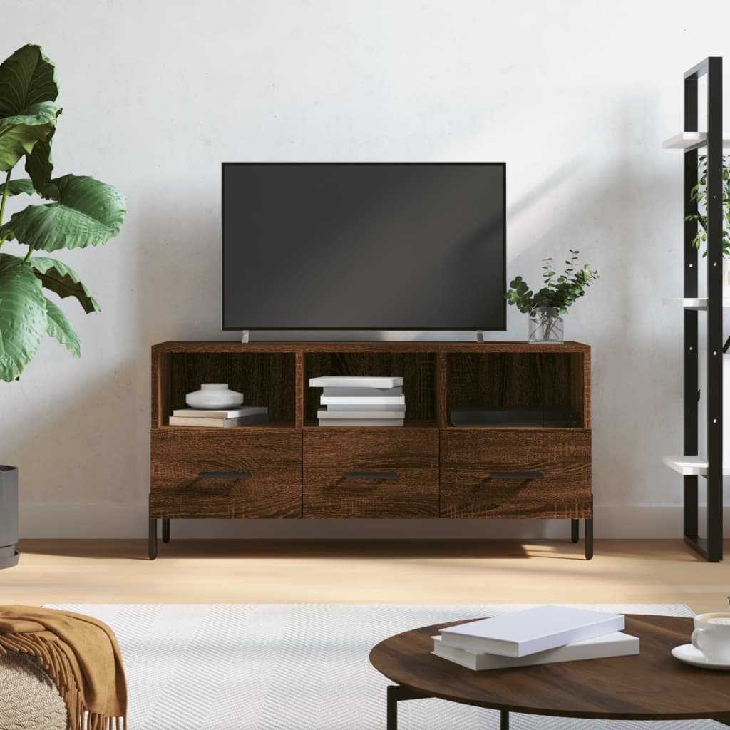 Tv-meubel 102x36x50 cm bewerkt hout bruineikenkleurig