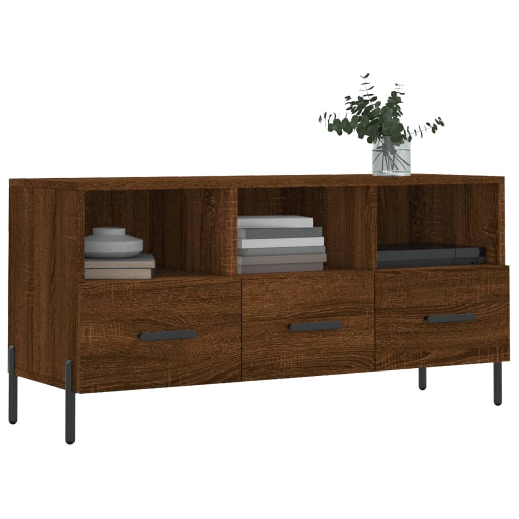 Tv-meubel 102x36x50 cm bewerkt hout bruineikenkleurig