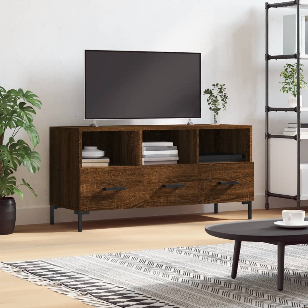 Tv-meubel 102x36x50 cm bewerkt hout bruineikenkleurig