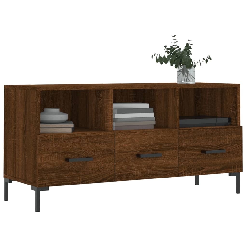 Tv-meubel 102x36x50 cm bewerkt hout bruineikenkleurig