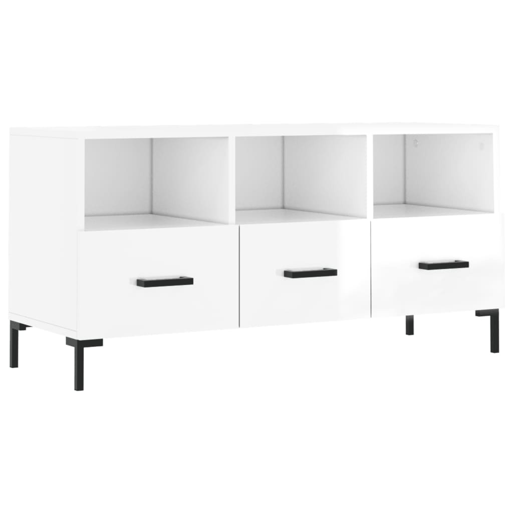 Tv-meubel 102x36x50 cm bewerkt hout hoogglans wit