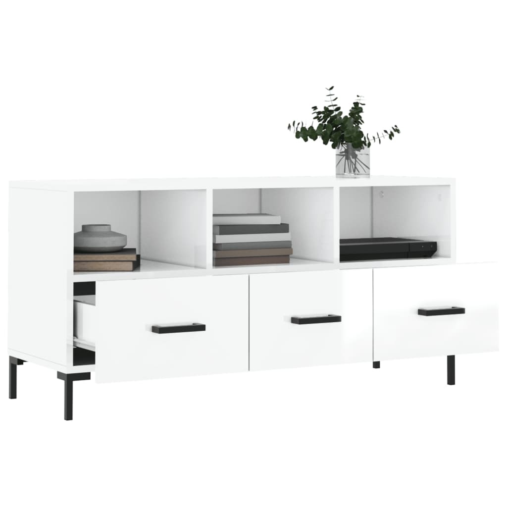 Tv-meubel 102x36x50 cm bewerkt hout hoogglans wit