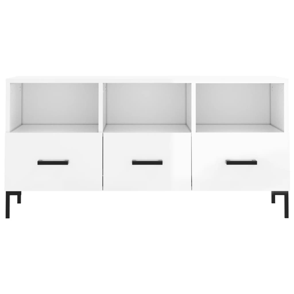 Tv-meubel 102x36x50 cm bewerkt hout hoogglans wit