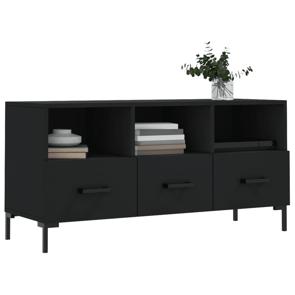 Tv-meubel 102x36x50 cm bewerkt hout zwart