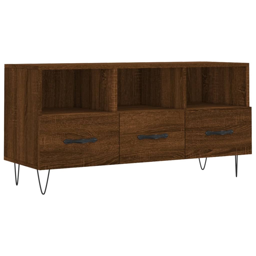 Tv-meubel 102x36x50 cm bewerkt hout bruineikenkleurig