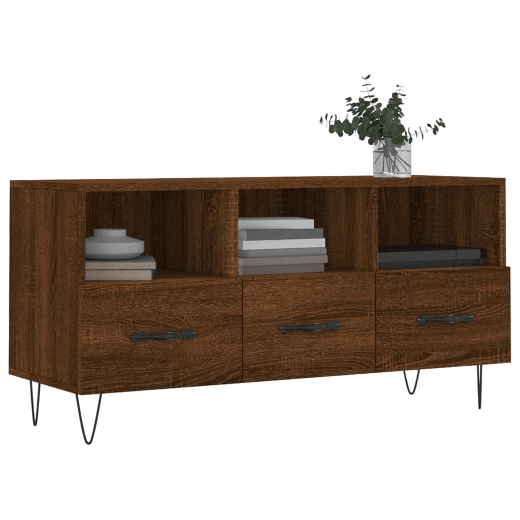 Tv-meubel 102x36x50 cm bewerkt hout bruineikenkleurig