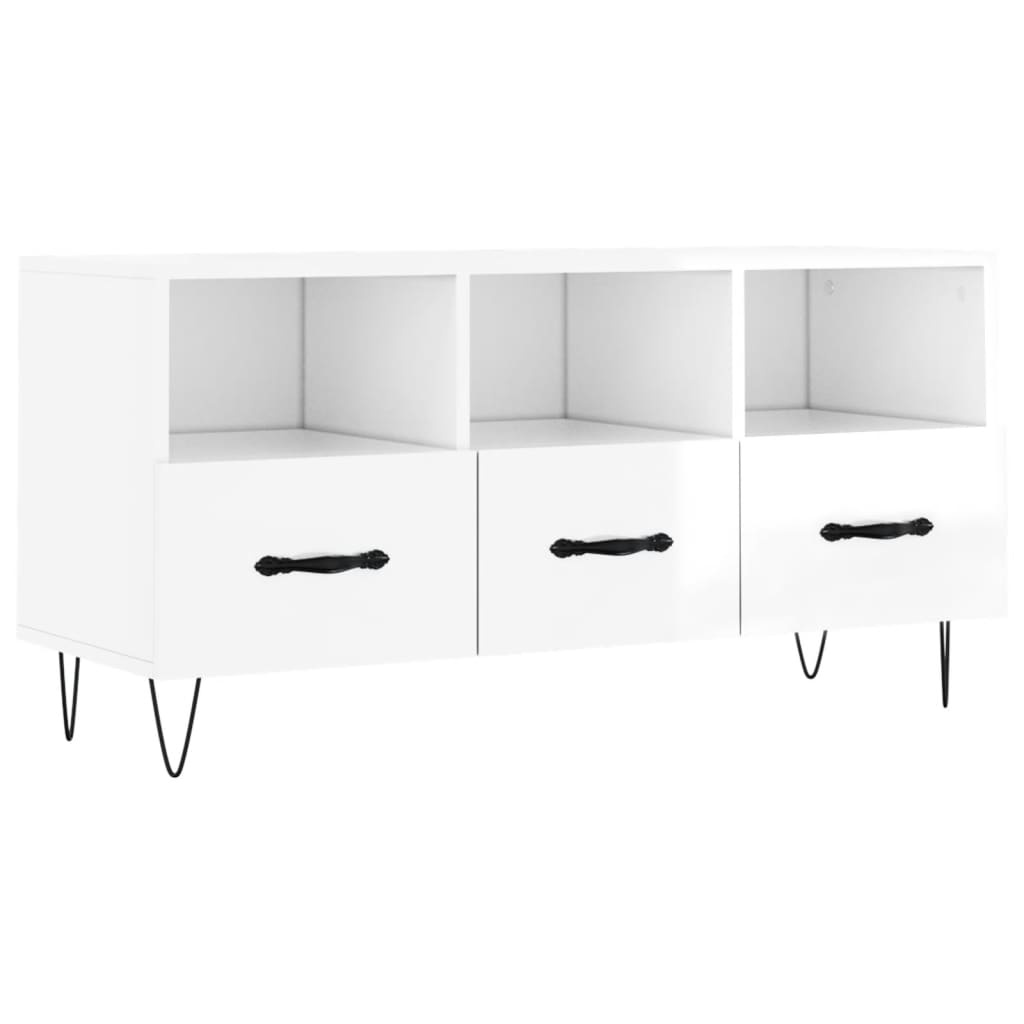 Tv-meubel 102x36x50 cm bewerkt hout hoogglans wit