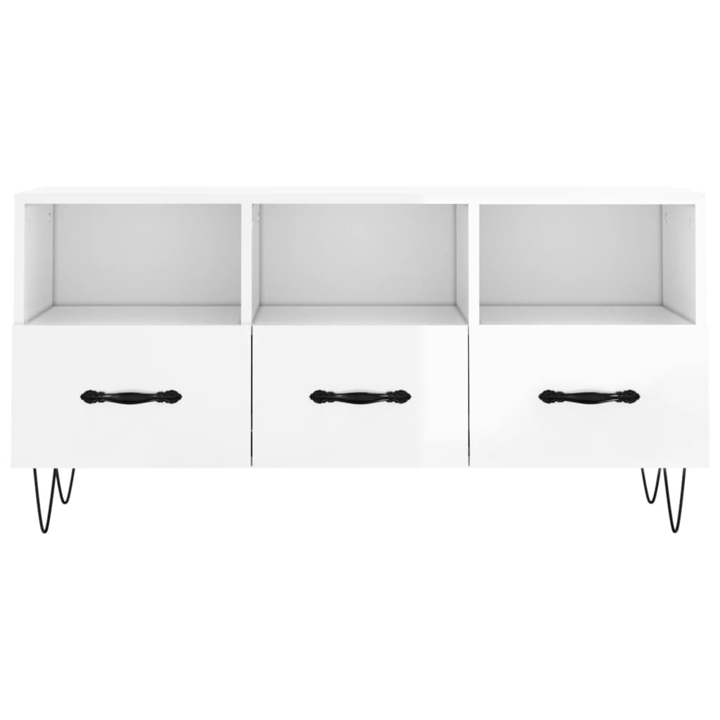 Tv-meubel 102x36x50 cm bewerkt hout hoogglans wit