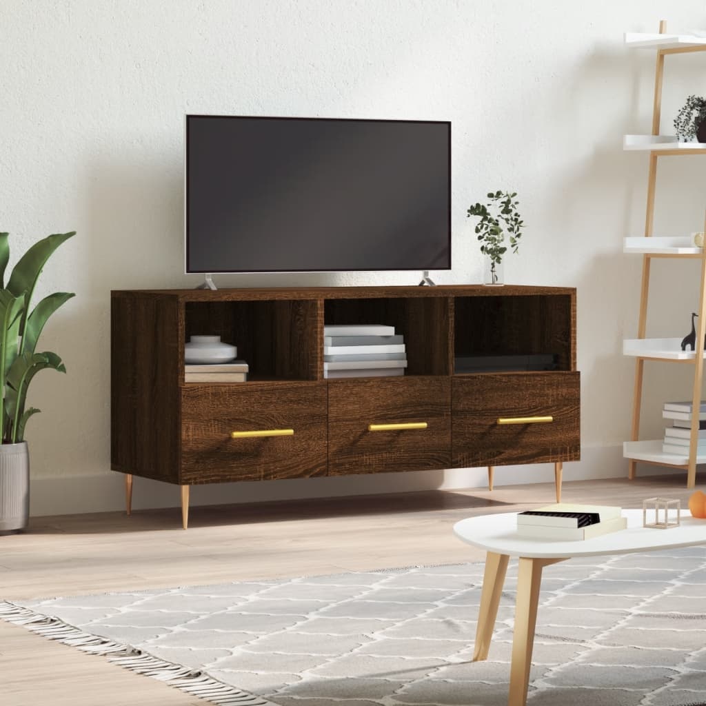 Tv-meubel 102x36x50 cm bewerkt hout bruineikenkleurig