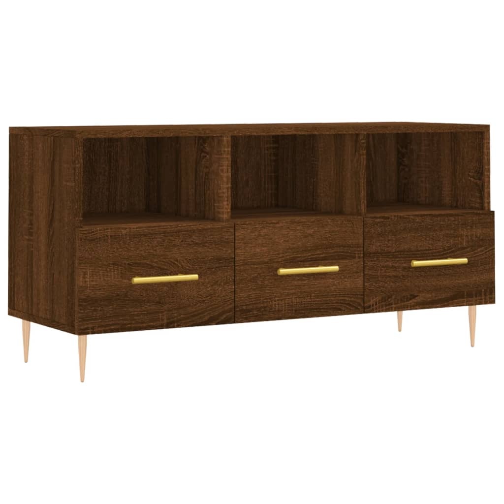 Tv-meubel 102x36x50 cm bewerkt hout bruineikenkleurig