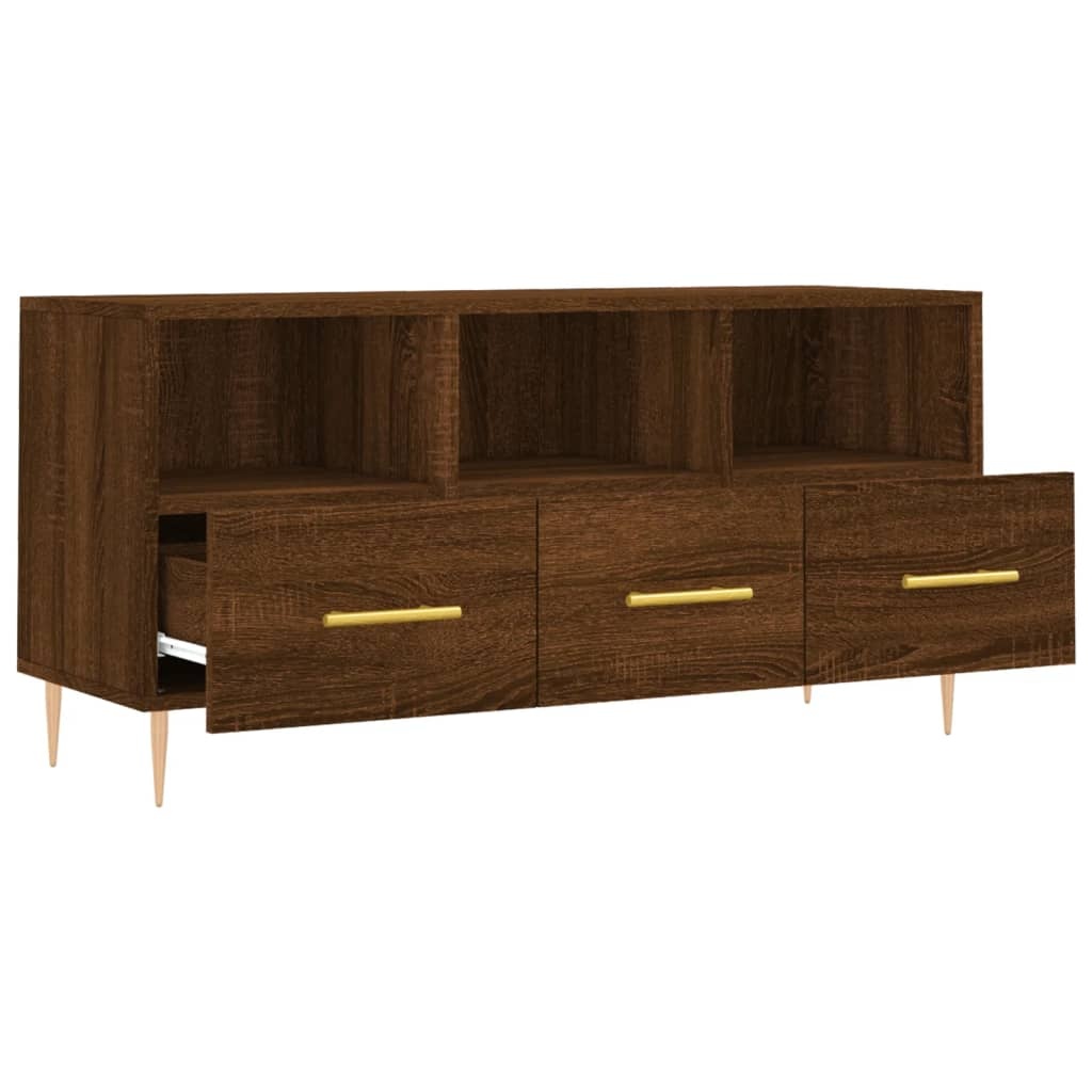 Tv-meubel 102x36x50 cm bewerkt hout bruineikenkleurig