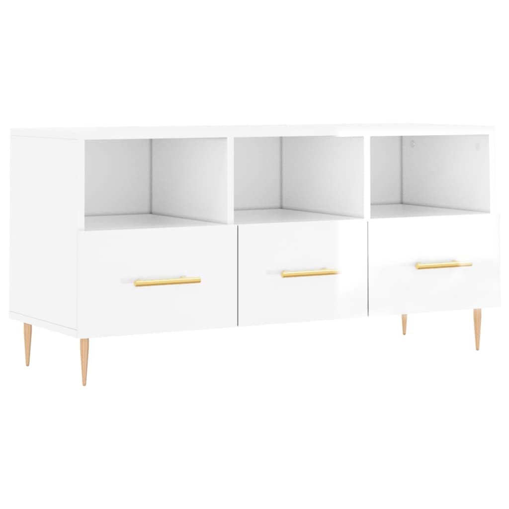 Tv-meubel 102x36x50 cm bewerkt hout hoogglans wit