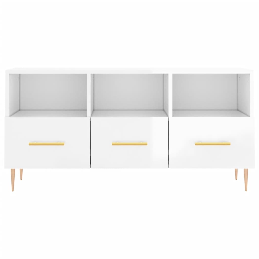 Tv-meubel 102x36x50 cm bewerkt hout hoogglans wit