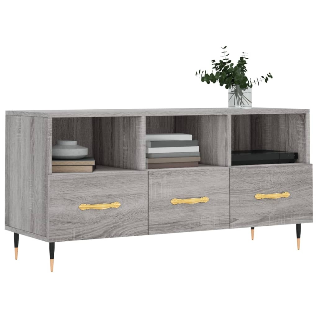 Tv-meubel 102x36x50 cm bewerkt hout grijs sonoma eikenkleurig
