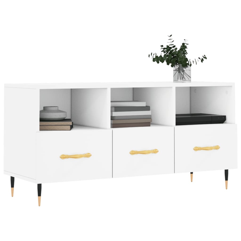 Tv-meubel 102x36x50 cm bewerkt hout wit