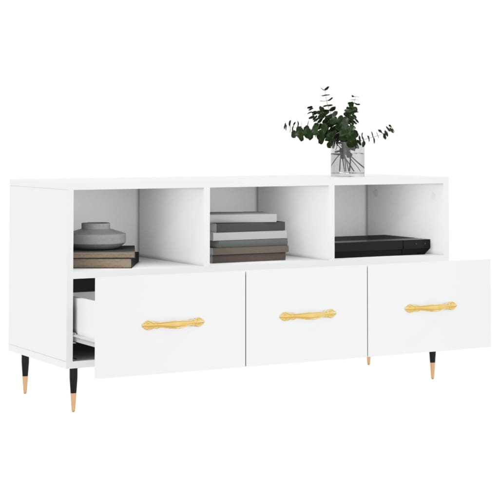 Tv-meubel 102x36x50 cm bewerkt hout wit