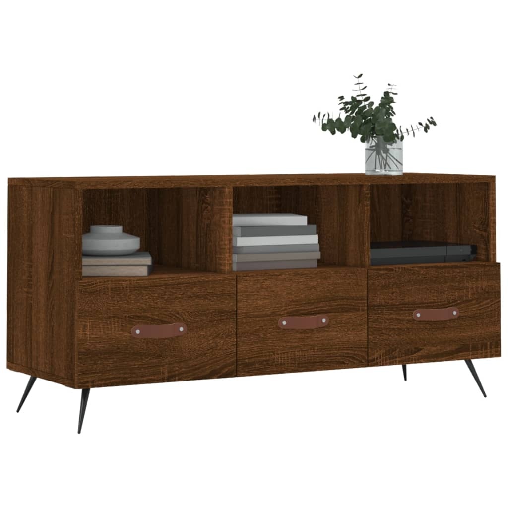 Tv-meubel 102x36x50 cm bewerkt hout bruineikenkleurig
