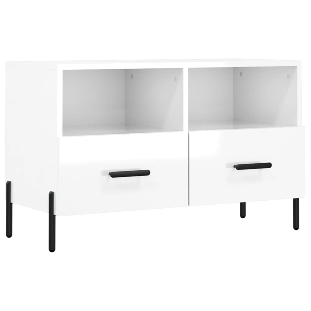 Tv-meubel 80x36x50 cm bewerkt hout hoogglans wit
