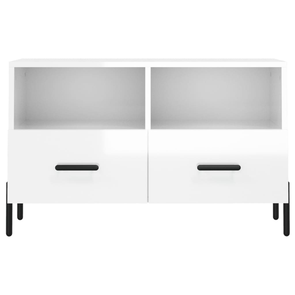 Tv-meubel 80x36x50 cm bewerkt hout hoogglans wit