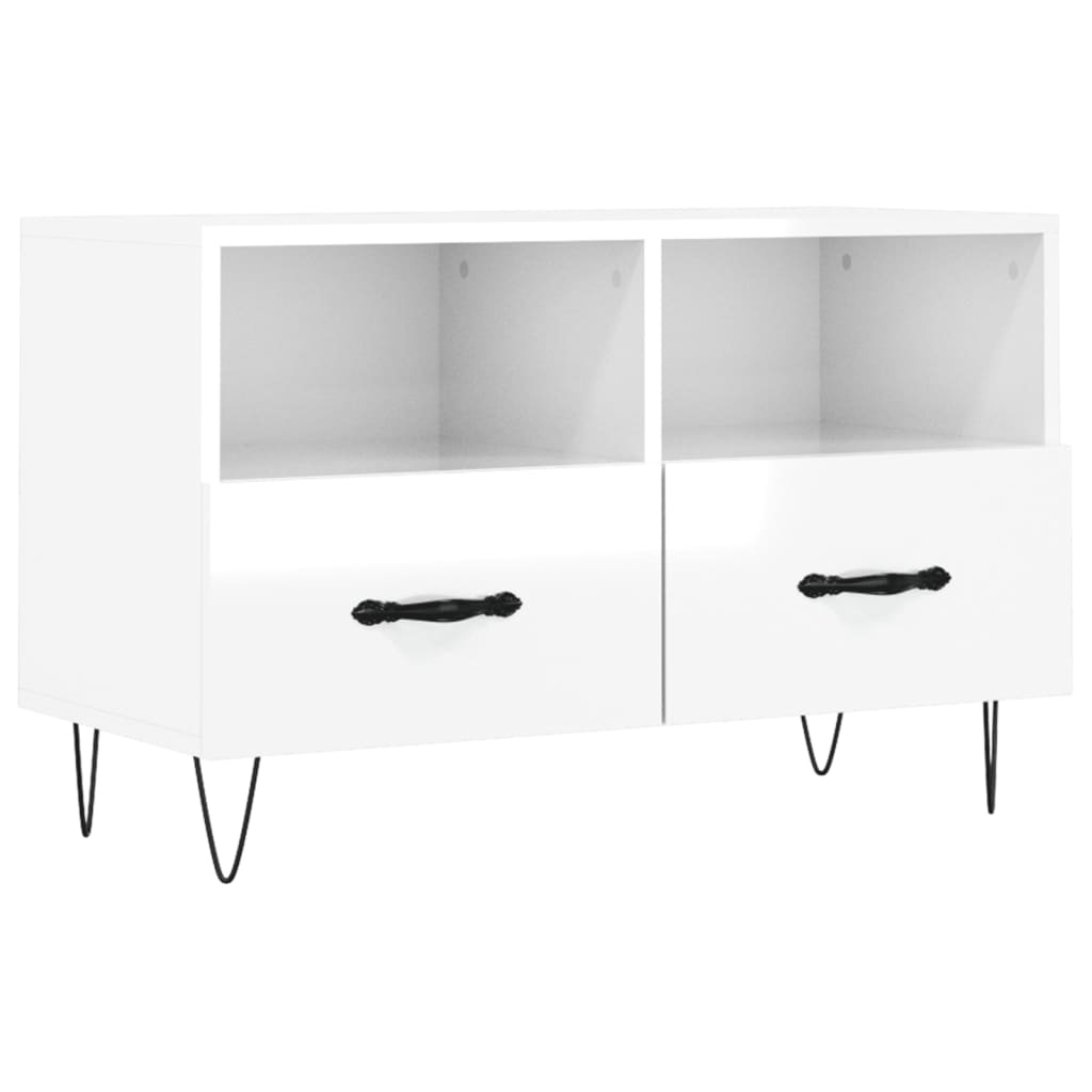 Tv-meubel 80x36x50 cm bewerkt hout hoogglans wit