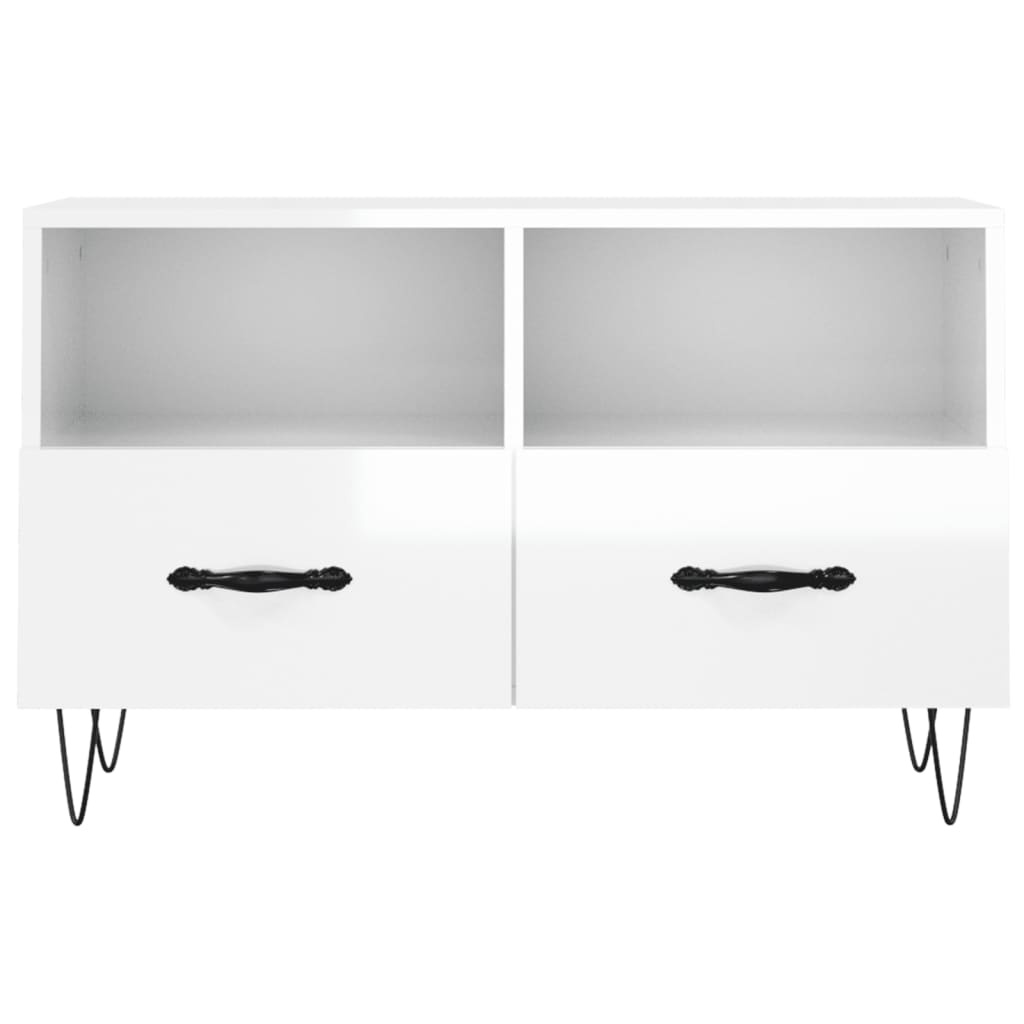 Tv-meubel 80x36x50 cm bewerkt hout hoogglans wit