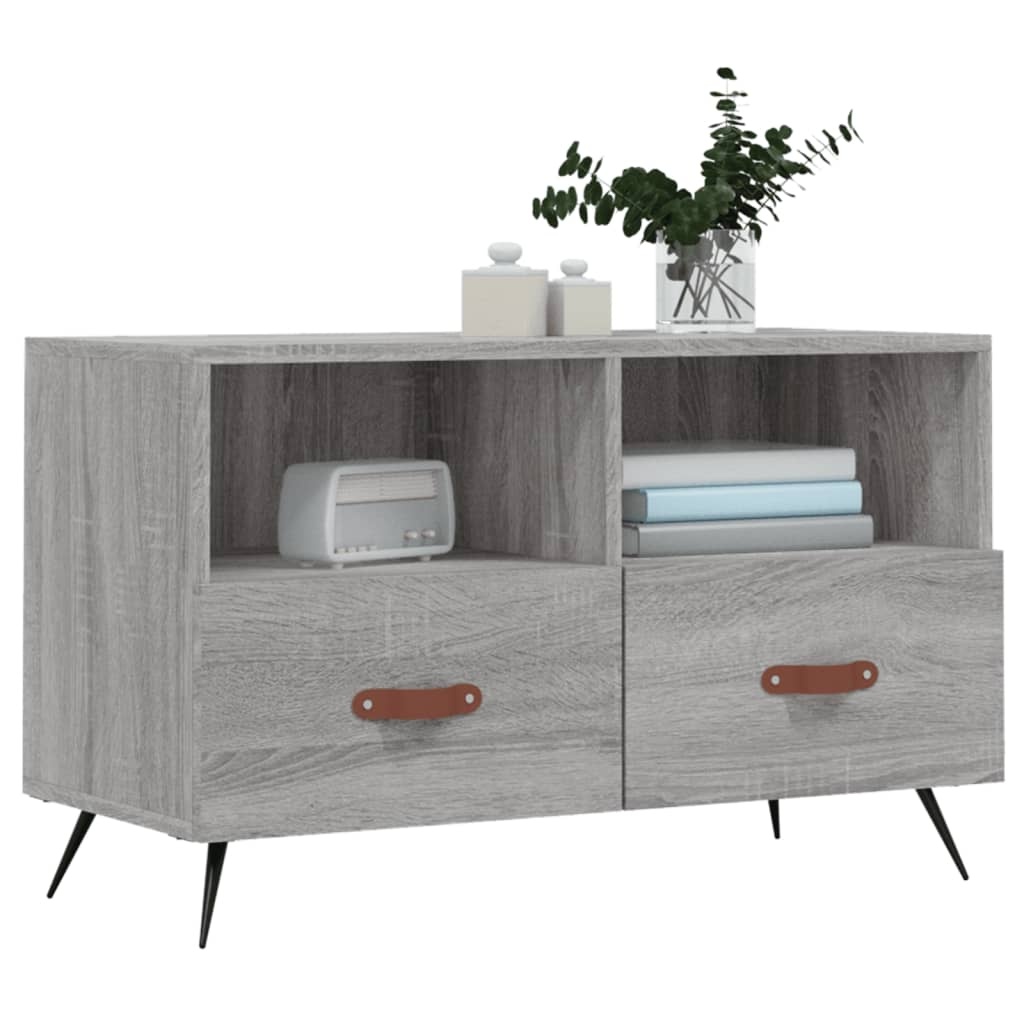Tv-meubel 80x36x50 cm bewerkt hout grijs sonoma eikenkleurig