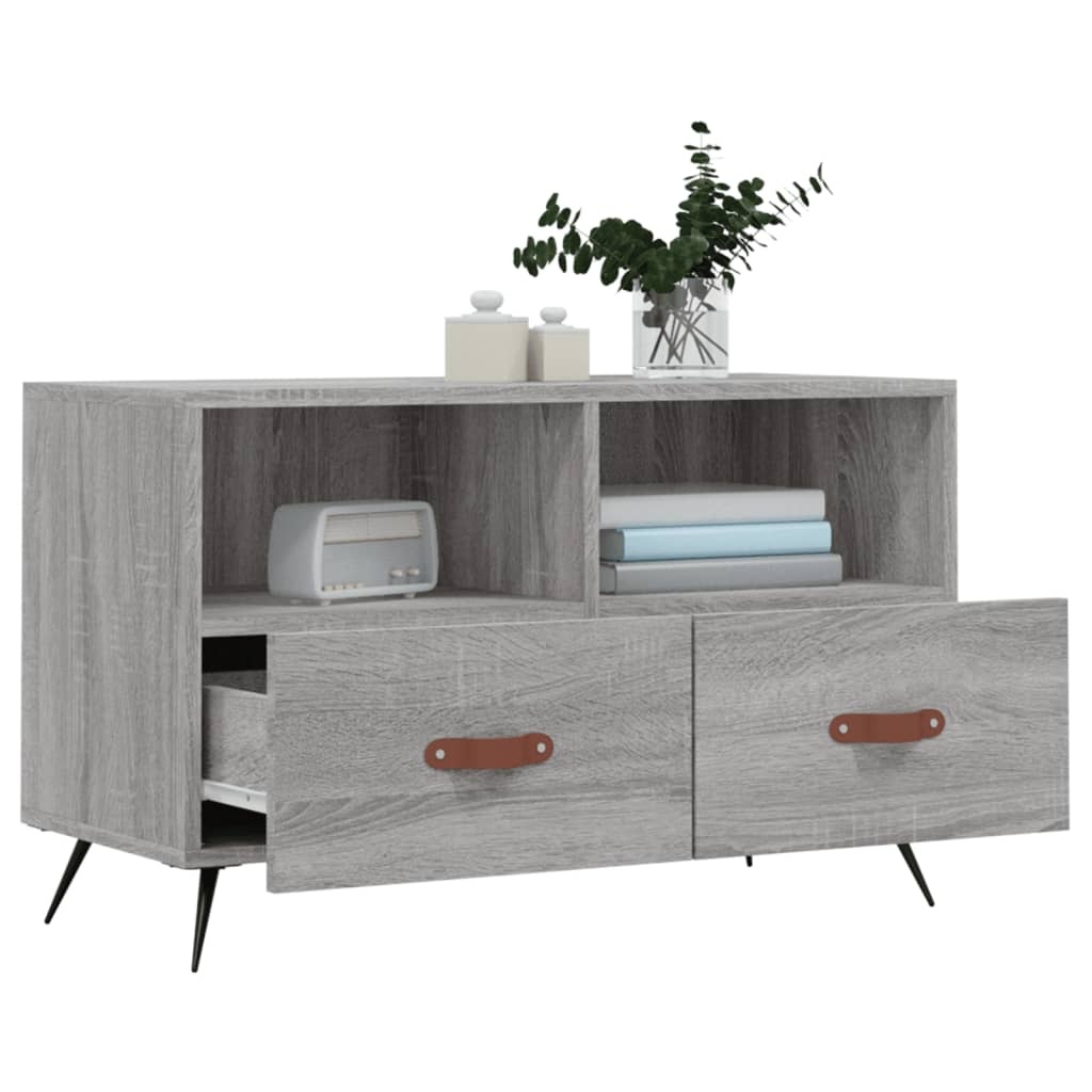 Tv-meubel 80x36x50 cm bewerkt hout grijs sonoma eikenkleurig