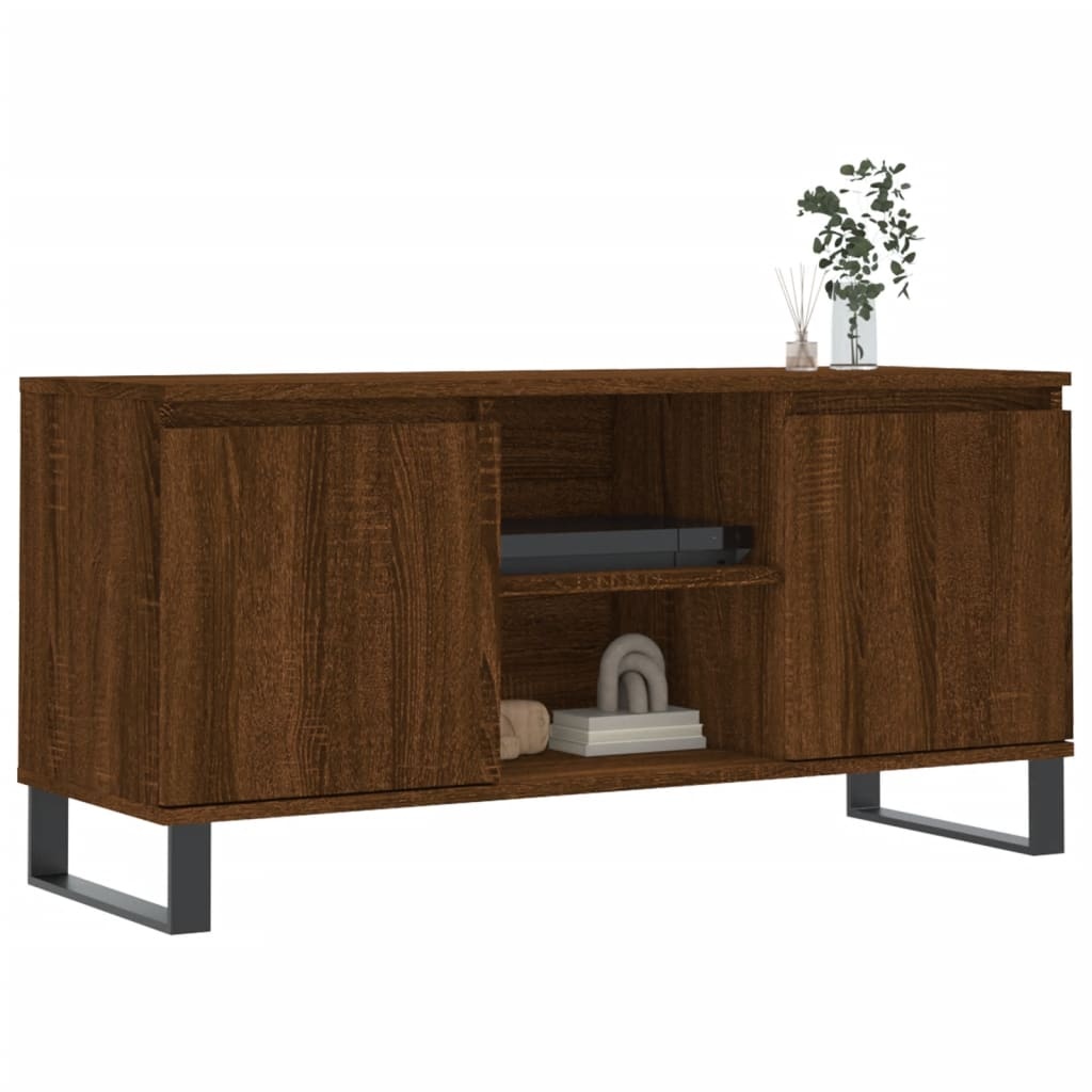 Tv-meubel 104x35x50 cm bewerkt hout bruineikenkleurig