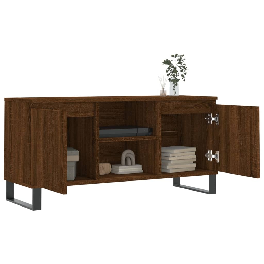 Tv-meubel 104x35x50 cm bewerkt hout bruineikenkleurig