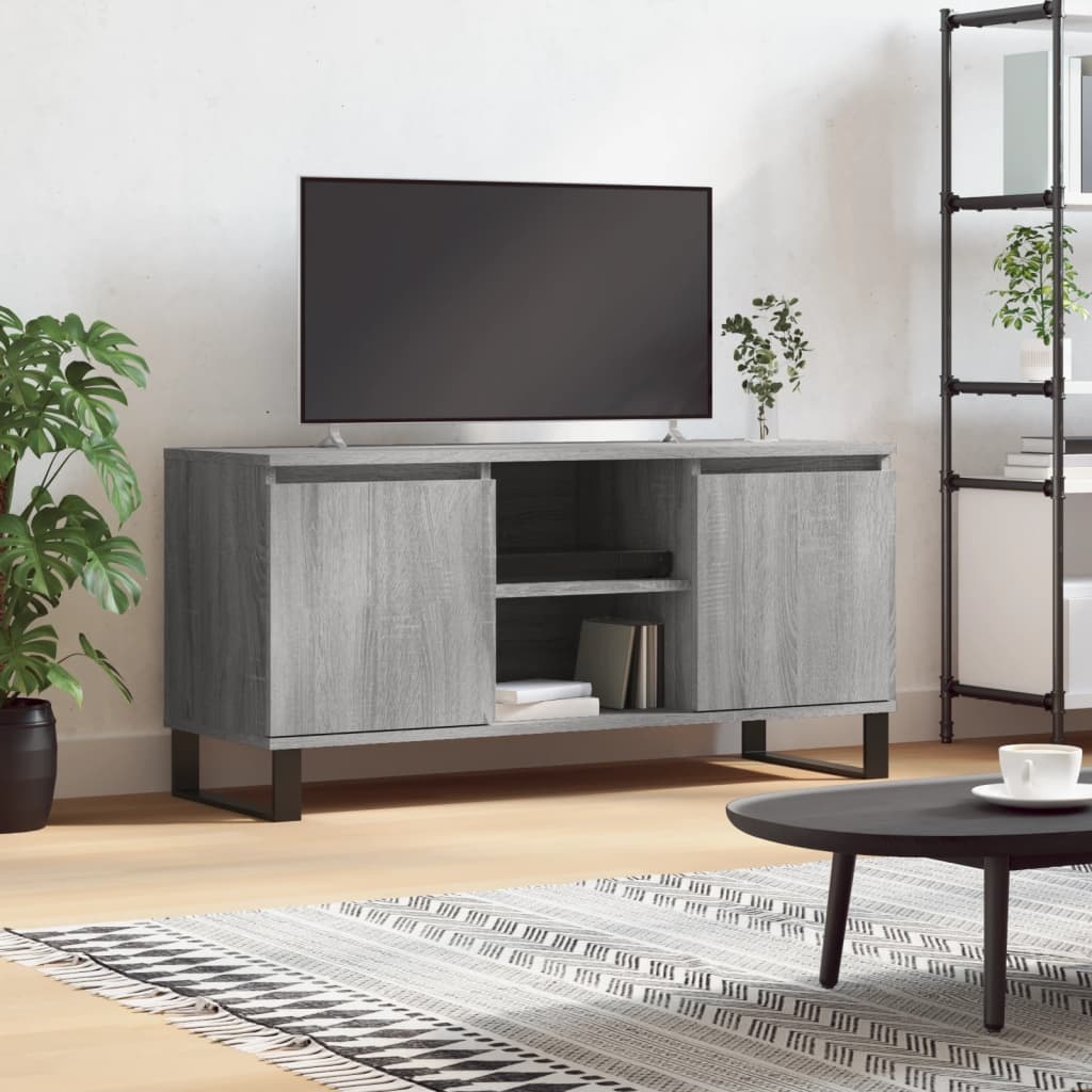 Tv-meubel 104x35x50 cm bewerkt hout grijs sonoma eikenkleurig
