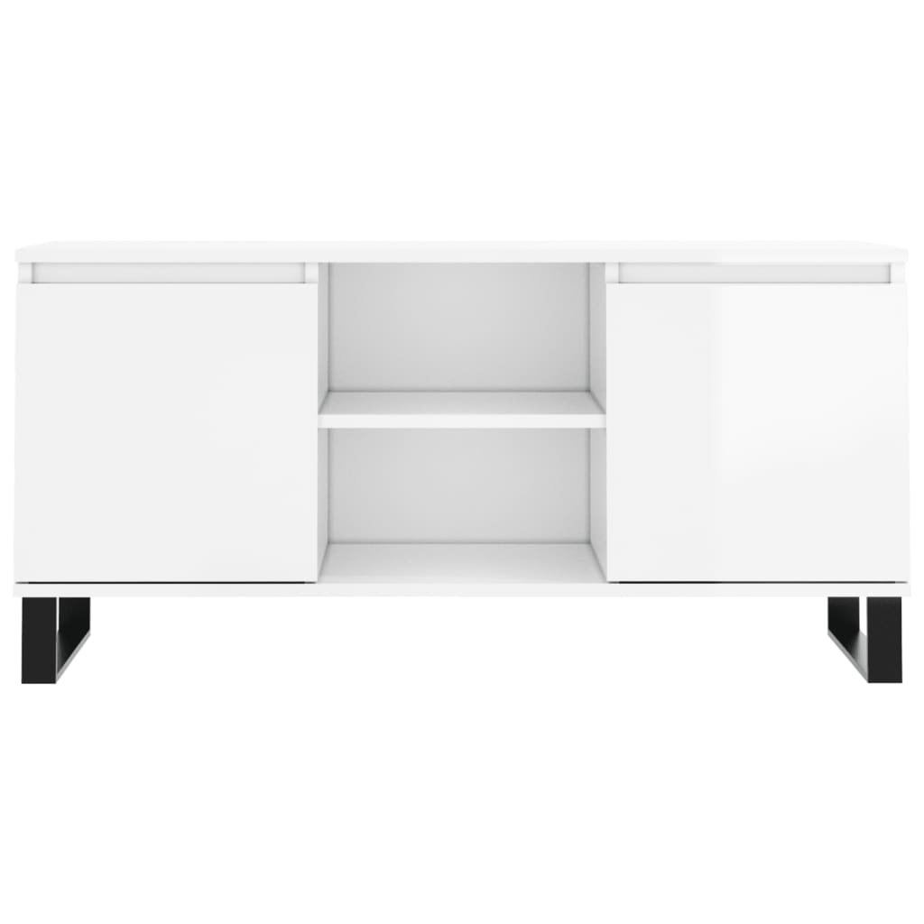 Tv-meubel 104x35x50 cm bewerkt hout hoogglans wit