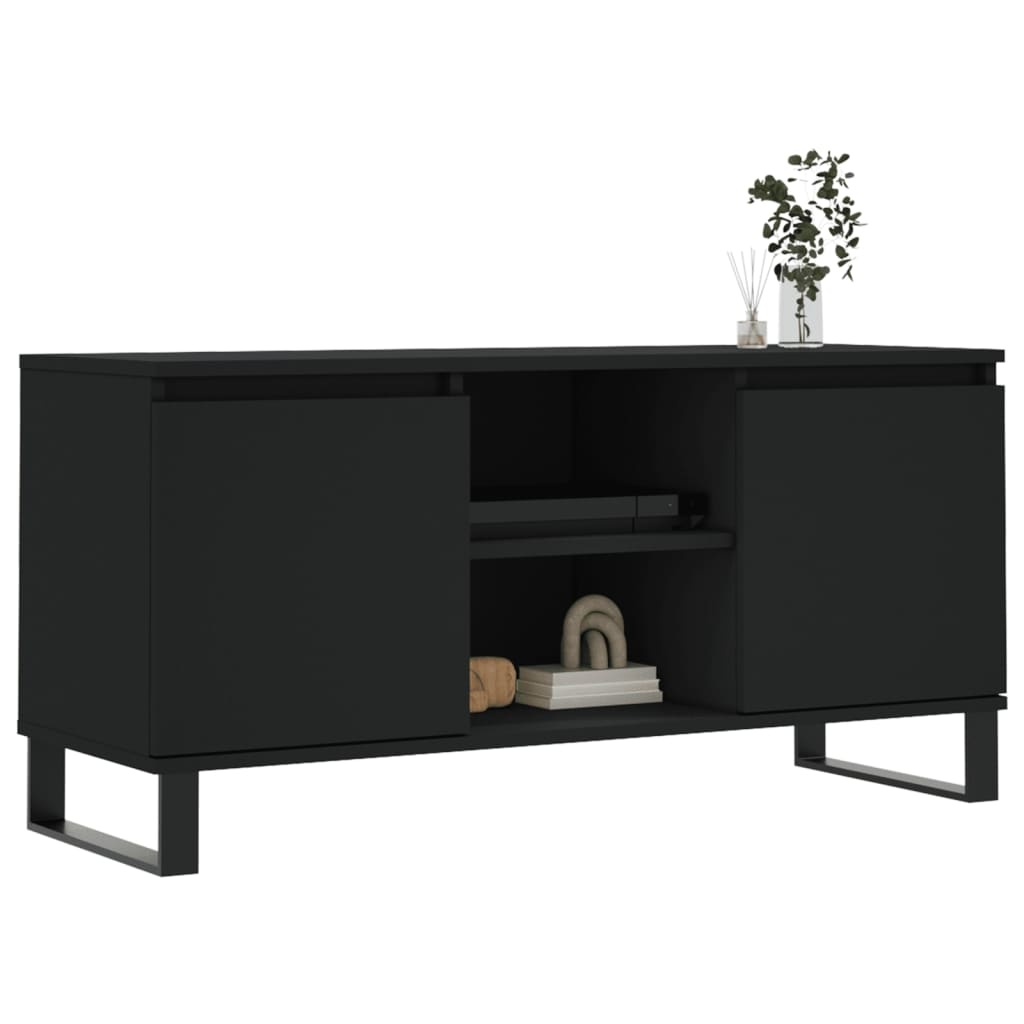 Tv-meubel 104x35x50 cm bewerkt hout zwart