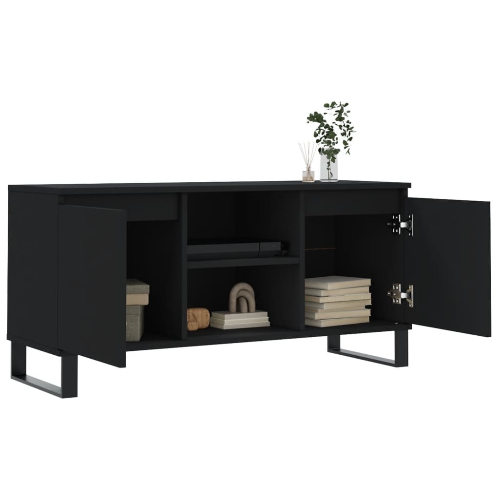 Tv-meubel 104x35x50 cm bewerkt hout zwart
