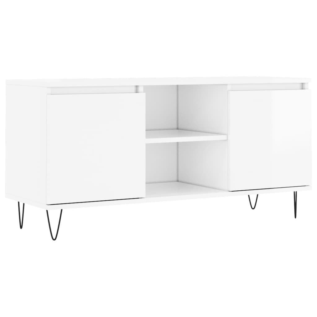 Tv-meubel 104x35x50 cm bewerkt hout hoogglans wit