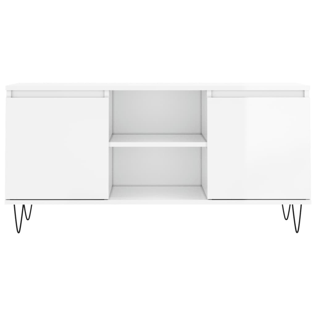 Tv-meubel 104x35x50 cm bewerkt hout hoogglans wit