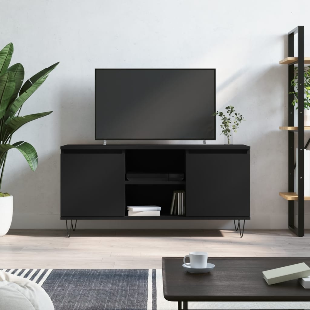 Tv-meubel 104x35x50 cm bewerkt hout zwart