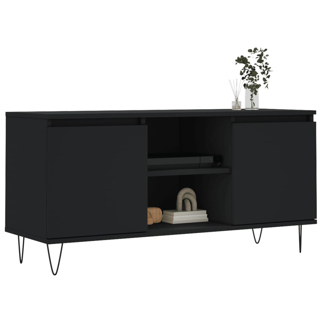 Tv-meubel 104x35x50 cm bewerkt hout zwart