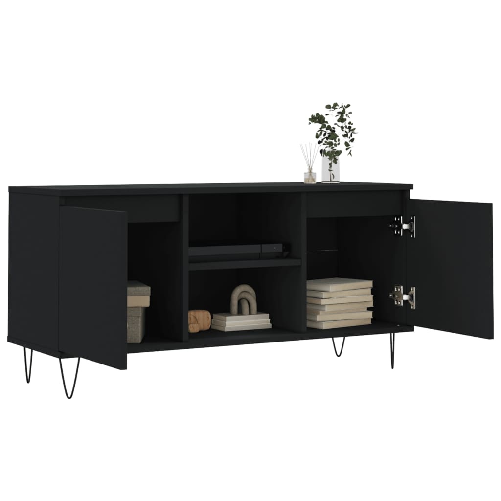 Tv-meubel 104x35x50 cm bewerkt hout zwart