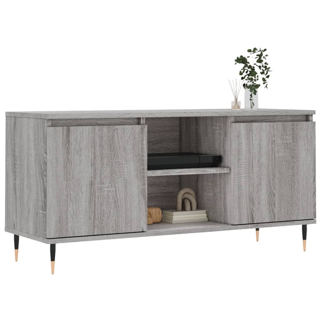 Tv-meubel 104x35x50 cm bewerkt hout grijs sonoma eikenkleurig