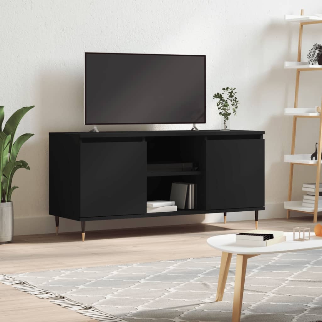 Tv-meubel 104x35x50 cm bewerkt hout zwart