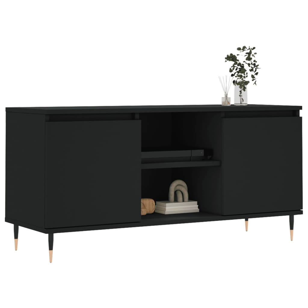 Tv-meubel 104x35x50 cm bewerkt hout zwart