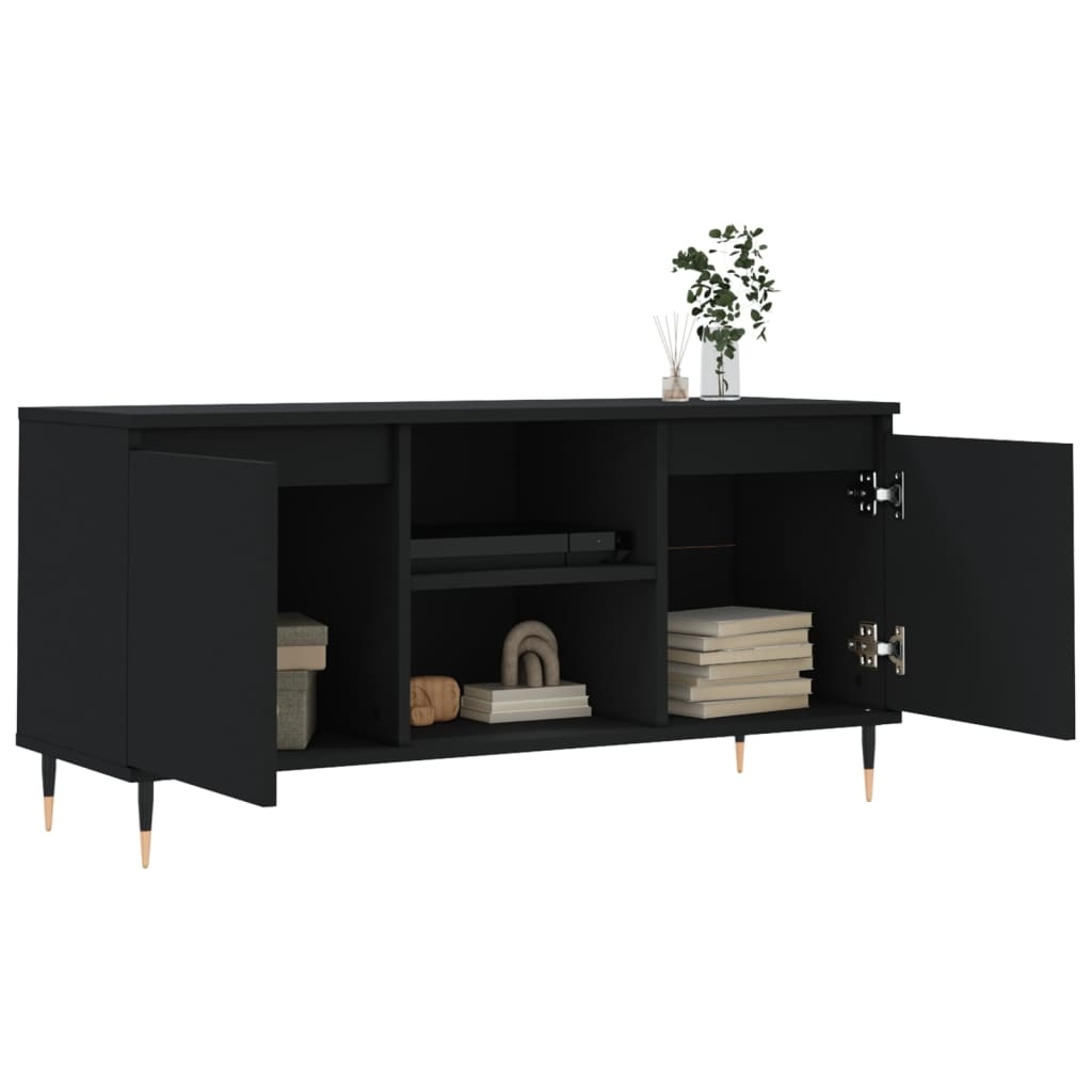 Tv-meubel 104x35x50 cm bewerkt hout zwart
