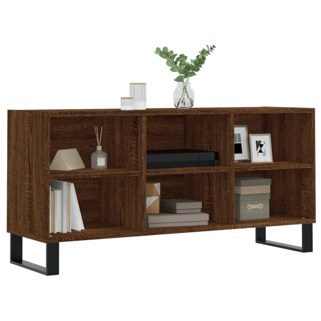 Tv-meubel 103,5x30x50 cm bewerkt hout bruineikenkleurig
