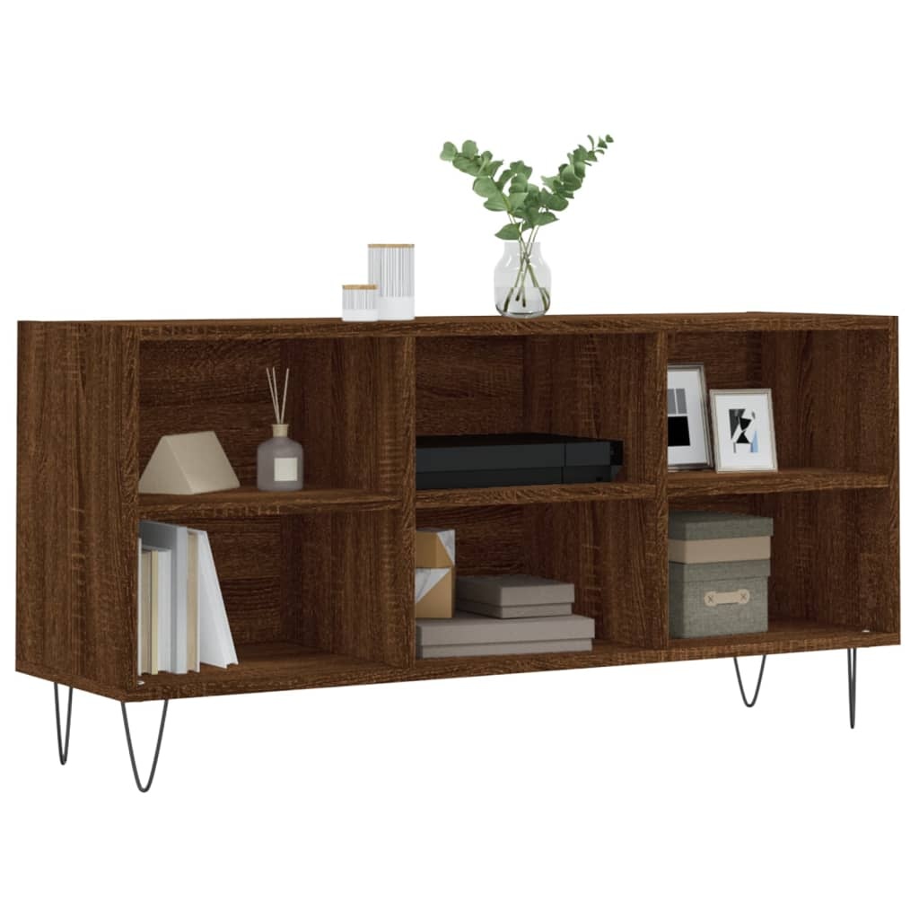 Tv-meubel 103,5x30x50 cm bewerkt hout bruineikenkleurig